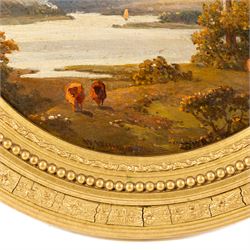 William Williams of Plymouth (British 1808-1895): Estuary Scenes, pair circular oils on oak panels signed and dated 1888, D18cm (2)