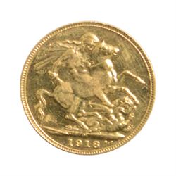 22ct gold cast copy of a King George V 1918 gold full sovereign coin