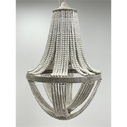 White painted beadwork basket chandelier
