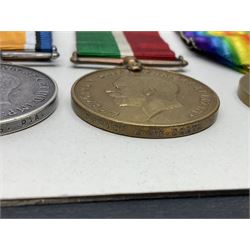 Representative display of five WWI Campaign Stars and Medals to different recipients comprising 1914 'Mons' Star to 13800 Gnr. R. Pexman R.F.A.; 1914-15 Star to TS822 F. Bage T.R. R.N.R.; British War Medal to 90461 Dvr. A.A. Cross R.A.; Mercantile Marine Medal to Patrick J. Magrath; and Victory Medal to 2657 Cpl. W.R. Kenny Norf. Yeo.; all with ribbons (5)