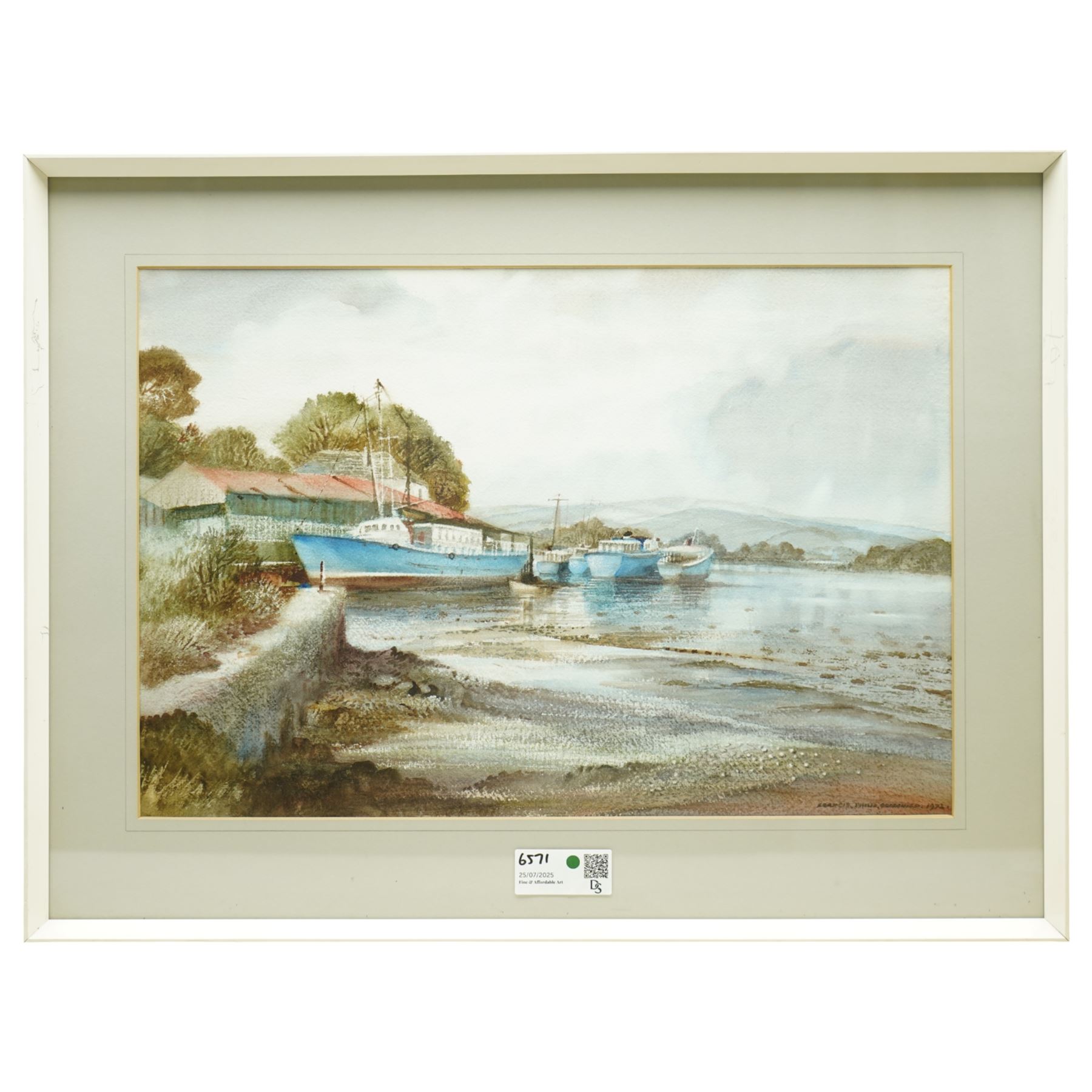 Francis Philip Goodchild ARCA (British 1900-1986): 'Mill Creek - Dartmouth' 'Galmpton Creek' 'Dartmoor - East of Widdicombe' 'Church at Berry Pomeroy' 'Wharflete Cove' 'Evening over the Dart' and 'Near Dittsham', set seven watercolours signed and dated, titled verso max 40cm x 75cm (7)