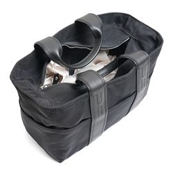 Hermès - Acapulco PM tote bag in black Toile Chevron canvas with black leather trim, the rectangular body with twin flat handles incorporating stitched H details, top zip fastening and eight exterior slip pockets, opening to a black nylon-lined interior with zip pocket, palladium-tone hardware, stamped Hermès Paris Made in France, with original Hermes dust bag