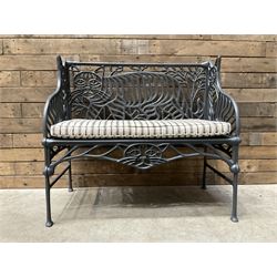 Richard Bawden (1936-2024); - Cat design painted cast iron garden bench