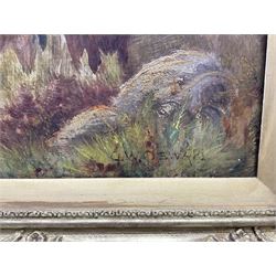 Charles W Oswald (British fl.1892-1900): Highland Cattle, oil on canvas signed 30cm x 45cm in swept gilt frame