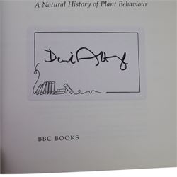 Four signed Sir David Attenborough books, comprising The Private Life of Plants, The Life of Birds, The Zoo Quest Expeditions and Life on Earth