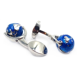  Pair of lapis lazuli cuff-links and two pairs of globe cuff-links  