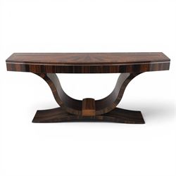 Giorgio Collection - Art Deco design macassar ebony 'Luna' console table, rectangular bow-...