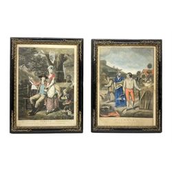 After John Collet (British 1725-1780): 'Spring' and 'Summer', pair mezzotints with hand colouring pub. 1779 and 1800, respectively 36cm x 25cm (2)