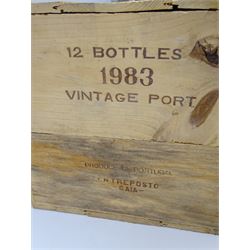 Dow's 1983 vintage port, 75cl, twelve bottles, in original wooden crate