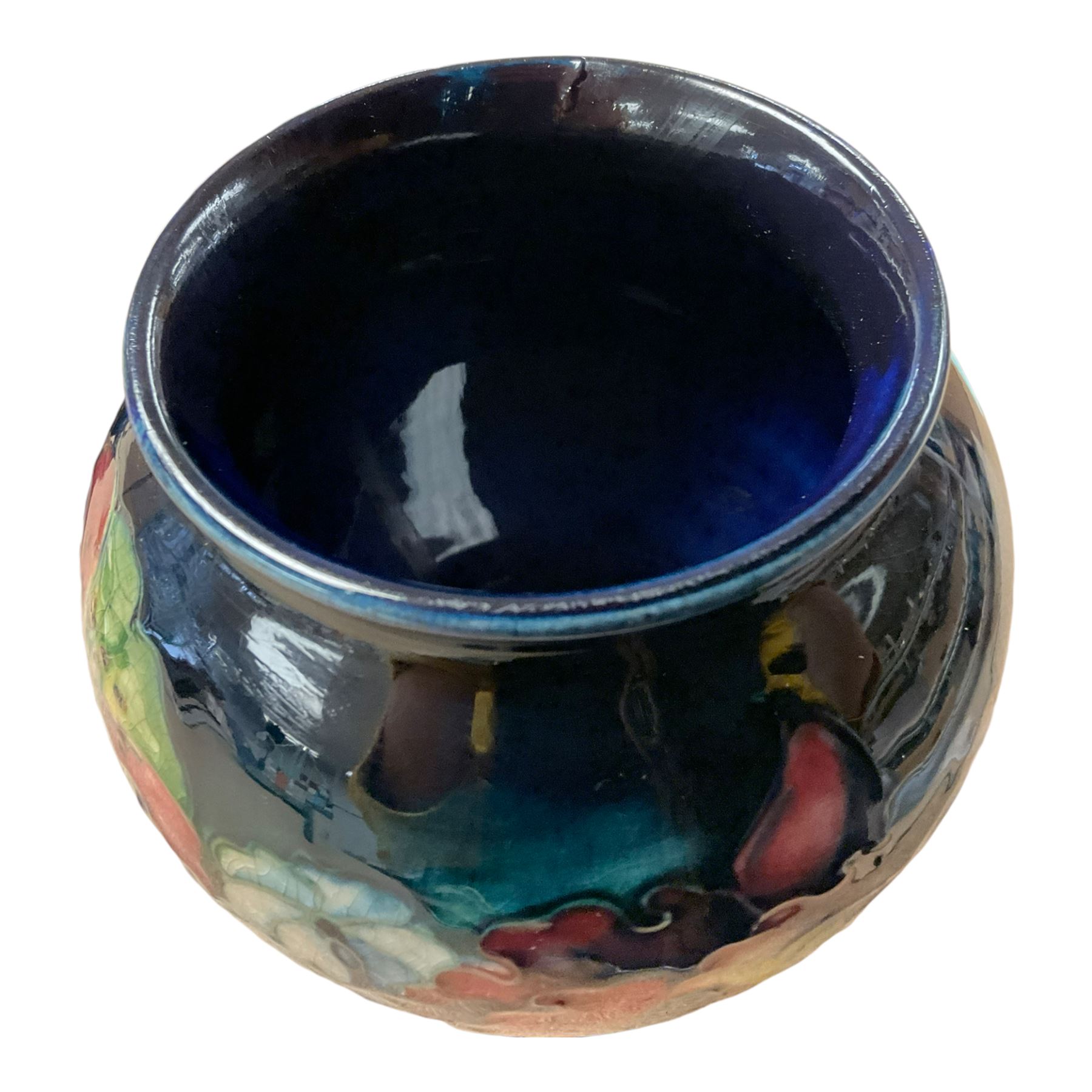 Moorcroft Orchid pattern vase of baluster form, together with four other Moorcroft items, Royal Worcester vase 1748 and Royal Crown Derby vase