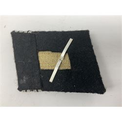 Two WW2 German 'SS' uniform cloth collar patches and sleeve eagle for Schafuhrer rank (3)