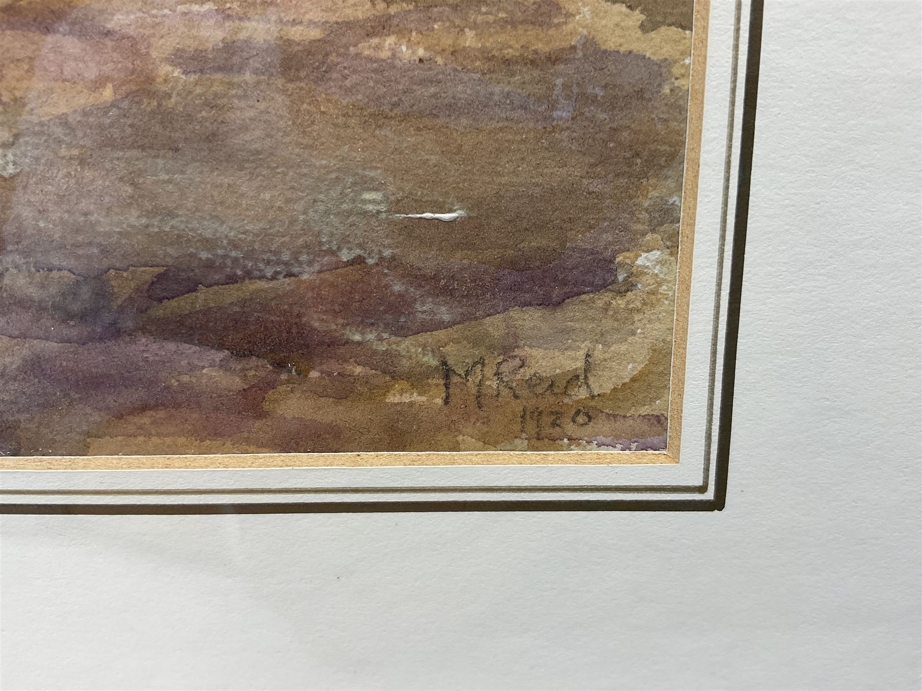 Charles Pigott (British 1860-1940): Driving Sheep in the 'Derbyshire Hills', watercolour signed, titled verso 25cm x 35cm; M Reid (British early 20th century): Ploughing, watercolour signed and dated 1920, 25cm x 36cm; together with a further unsigned landscape watercolour 16cm x 24cm (3)