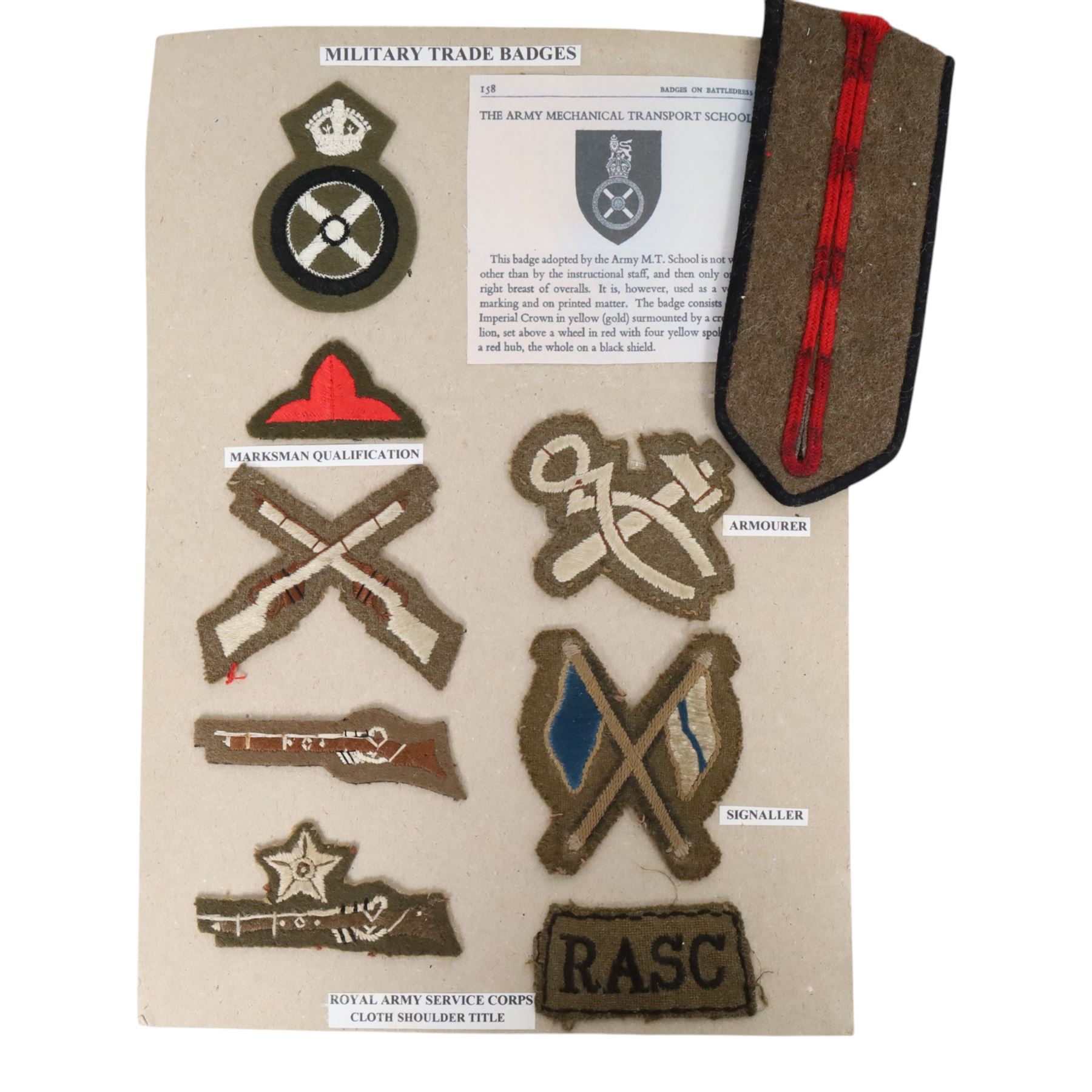 WWII Parachute Regiment cloth badges, including shoulder badge and Pegasus badge, together with military trade badges, formation signs etc   