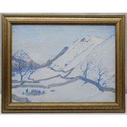 John Smith Atherton (British 1877-1943): Yorkshire Dales Winter Landscape, oil on board signed 30cm x 40cm