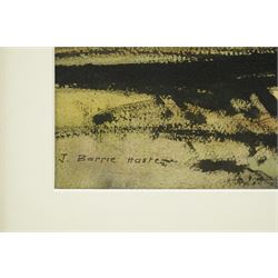 John Barrie Haste (British 1931-2011): Northern British Townscape with Figures, watercolour signed 47cm x 65cm