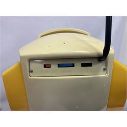 Scooter 2000 plastic battery operated remote control waiter robot with tray and remote control unit; together with a large 'Me To You' floor standing teddy bear (2)