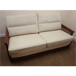  Ercol three seat bergere sofa in Golden Dawn elm finish, W190cm  