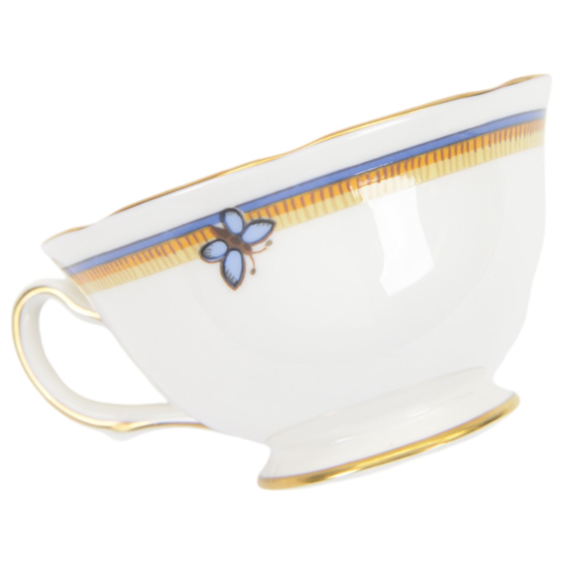 Royal Grafton Butterfly pattern tea and dinner wares for six, 
 comprising dinner plates, teacups and saucers, side plates and dessert plates, designed by The David Linley Co for Mappin & Webb