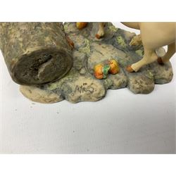 Border Fine Arts figures, to include Galloway Bull, A2692, Galloway Cow & Calf, A3790, Well Warmed, A1454, Found Safe, A0602 etc (7) 