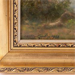 Walter Goodin (British 1907-1992): 'Traveller's Rest', oil on board signed and dated 1982, titled verso 47cm x 72cm