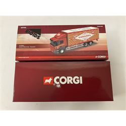 Corgi - four ‘Rigids’ limited edition 1:50 scale die-cast vehicles comprising CC14202 - Scania P Box Lorry Tunnock’s no.1035/1710; CC13515 - Volvo FM Fridge Lorry The Real McKay Ltd; CC13903 - Foden Alpha Curtainside Lorry Stan Robinson Ltd; CC11913 - ERF EC Aggregate Tipper Brian Harris Transport; all boxed (4)