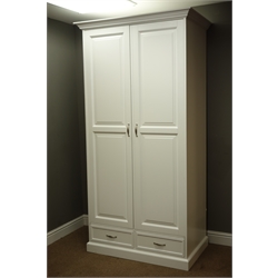  Beevers Whitby white finish double wardrobe with two drawers, W108cm, H210cm, D64cm   