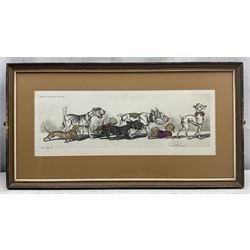 Arthur 'Boris' Klein (French 1893-1985): The Dirty Dogs of Paris, set of four etchings with hand colouring, titled respectively and signed in pencil 16cm x 45cm (4)