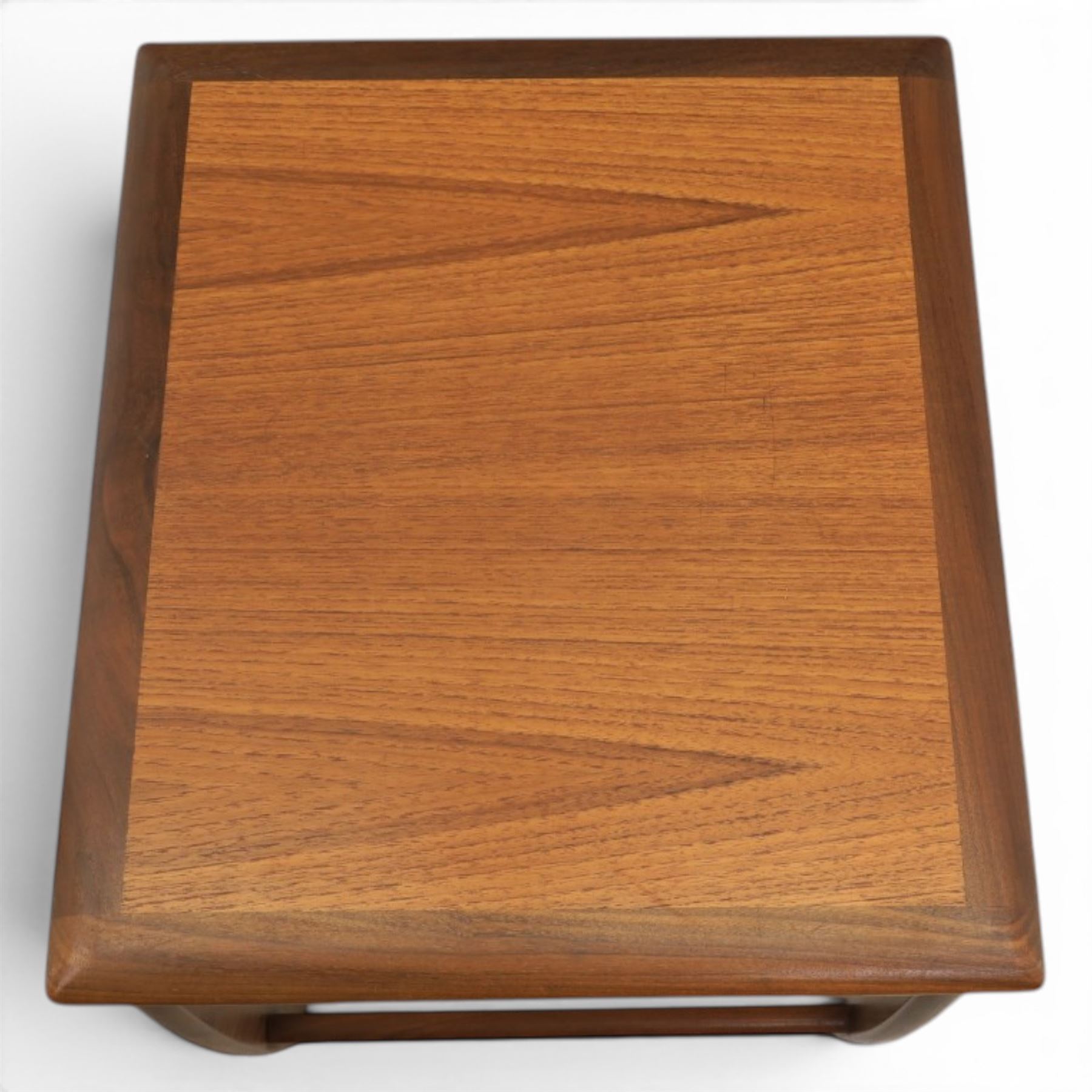 G-Plan - 'Astro' teak nest of three tables, square top with shaped supports