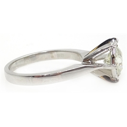  18ct white gold (tested) round brilliant cut diamond solitaire ring, stamped 750, diamond 1.32 carat  