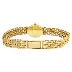 Sovereign ladies 9ct gold quartz wristwatch, on 9ct gold link bracelet, stamped 375, boxed