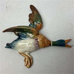 Set of five Beswick graduated wall mounting figures of flying ducks, models from 596/0 to 596/4, largest L29cm