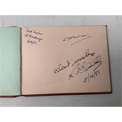 Mid 20th century autograph book, to include autographs from Beverley Sisters, Reg Varney, Ronnie Verrell, Betty Mitchell, etc, poems and verses etc