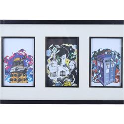 Doctor Who prints and signed memorabilia, including first day cover with signatures of Tom Baker, Peter Davidson, Colin Baker and Sylvester McCoy, signed print of Katy Manning, print of Billy Piper and Christopher Ecclestone with spurious signatures, Tardis print, etc