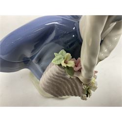 Three Lladro Flower Girls figures, comprising Sweet Scent no 5221, Pretty Pickings no 5222 and Spring is Here no 5223, largest example H18cm 