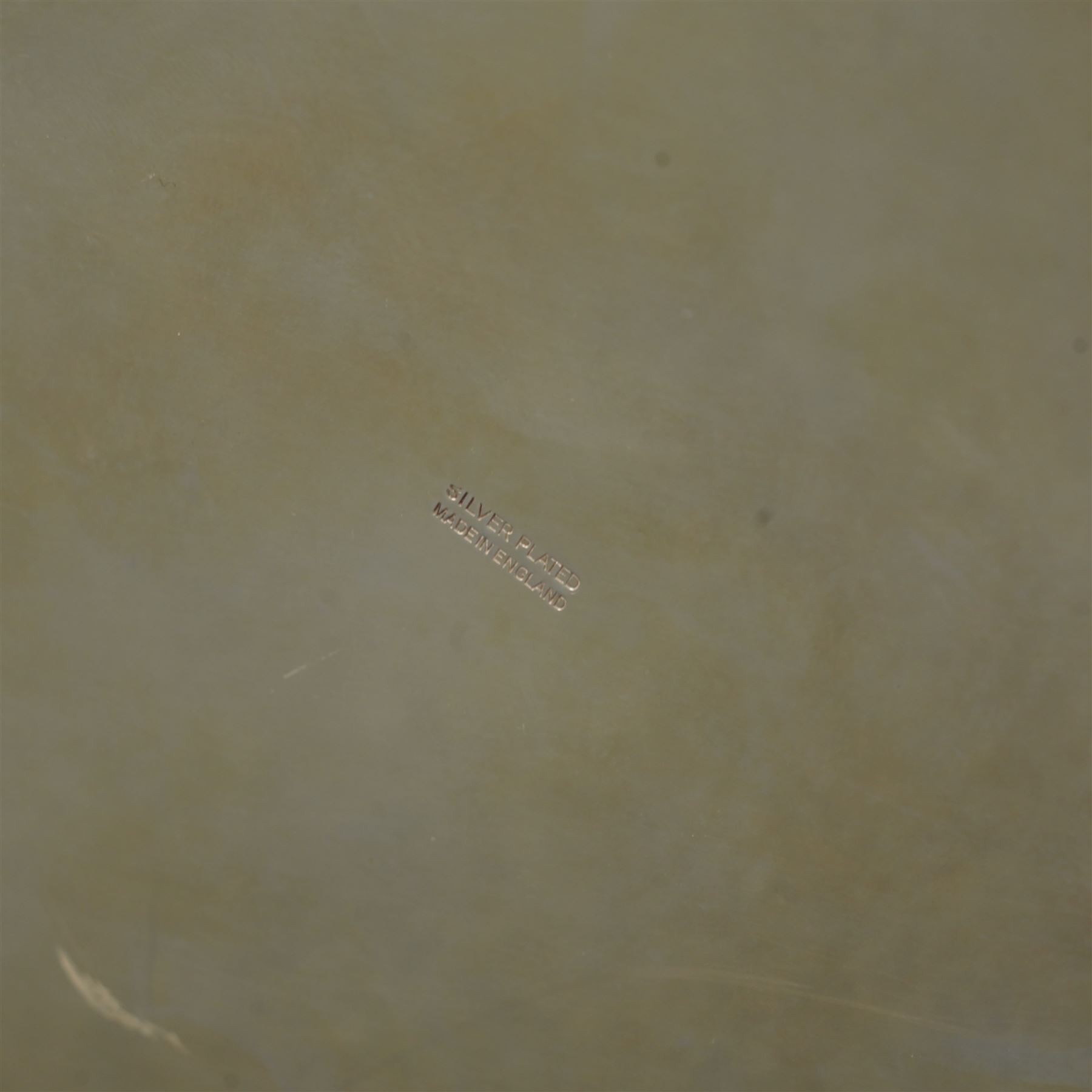 Silver plated four branch centrepiece set with glass bowls and a larger centre bowl and with interchangeable candle sconces H37cm  and a plated punch bowl with lion mask handles D37cm (2)