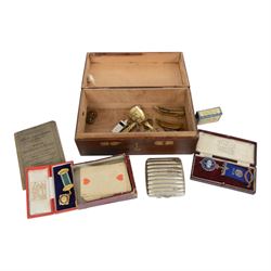 Silver and enamel masonic medal, hallmarked, together with two enamel British Railway badg...