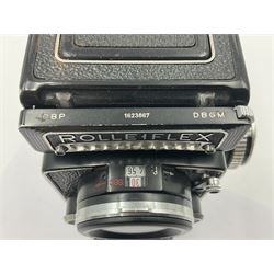 Rolleiflex Series E twin lens camera body, serial no. 1623867, with 'Planar 1.28 f-80mm' lens and 'Heidosmat 1:2.8/80' lens 