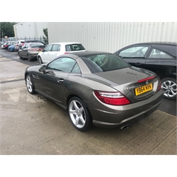  Mercedes-Benz 1.8 SLK200 BlueEFFICIENCY AMG Sport 7G-Tronic Plus, Registered 19/12/2014. 19900 miles from new. Automatic. 1 lady owner. Full main dealer service history, MOT 18/12/2019. Registration YB64 NVN. Fully electric convertible roof, leather interior with electric seats, climate control, electric windows, metallic paint. Offered on behalf of executors to a local estate (PLEASE NOTE LOG BOOK NOT PRESENT)  
