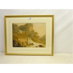 Francis Nicholson (British 1753-1844): 'Cascade in Mossdale, Wensleydale', watercolour, signed titled and dated 1802 verso, 30cm x 41cm Provenance: private collection exh. National Trust, Killerton House Exeter 'Framing The View: Nicholson, the Killerton Drawing Master 2015 with Folio Fine Art Ltd. Stratford Place London, label verso   