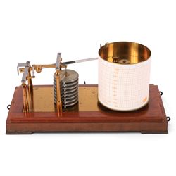 20th century French barograph, stamped 'RF BREVETES SGDG PARIS', in wooden carry case with glazed front panel, H16cm, W29cm