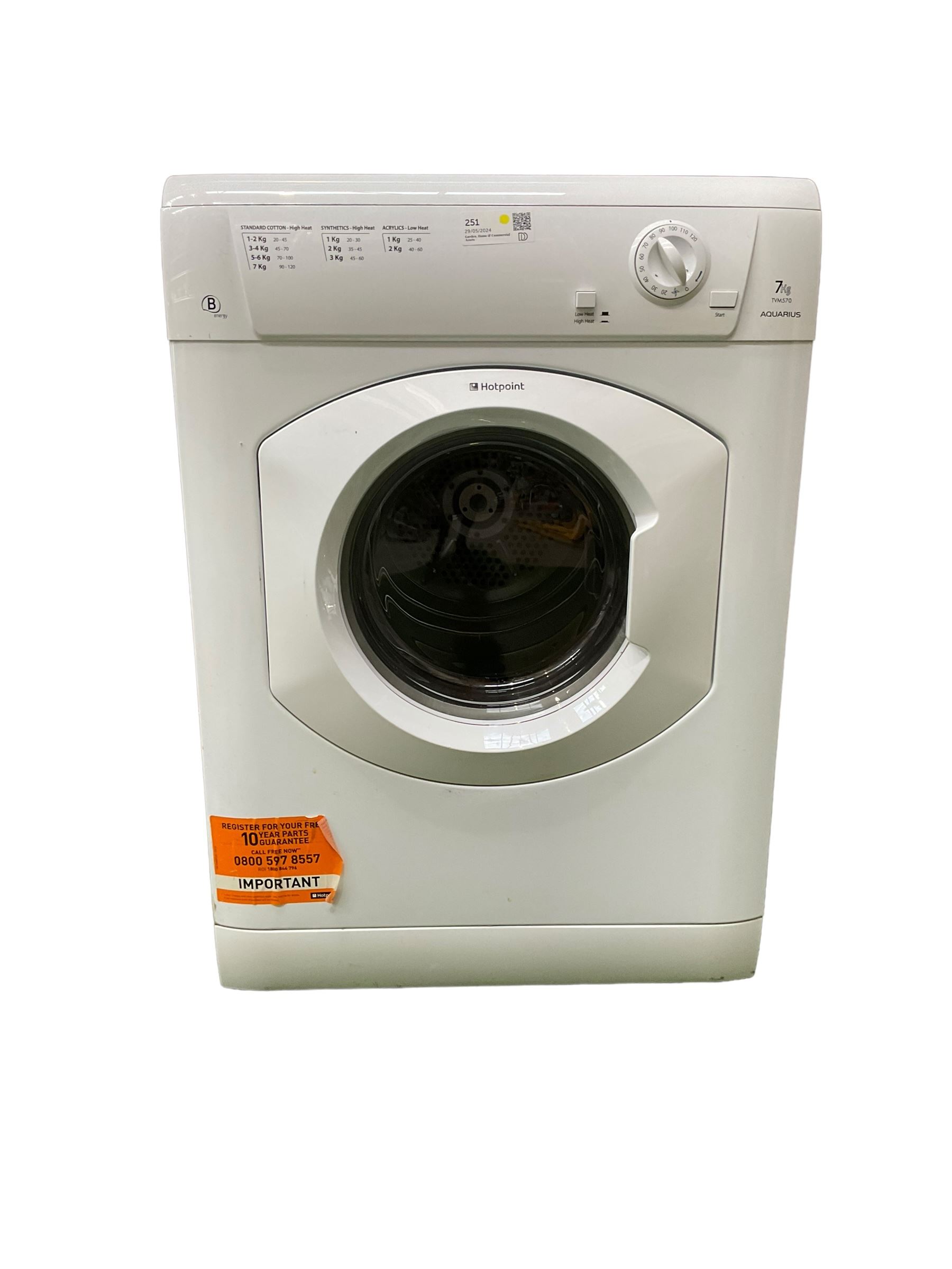 Hotpoint Aquarius 7kg vented tumble dryer  - THIS LOT IS TO BE COLLECTED BY APPOINTMENT FROM DUGGLEBY STORAGE, GREAT HILL, EASTFIELD, SCARBOROUGH, YO11 3TX