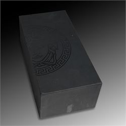 Rosenthal Versace pair of glass candlesticks, of square form, with candles and in original box, H25cm