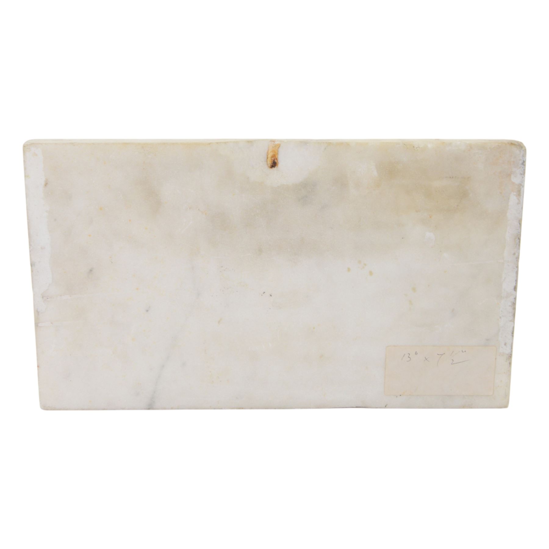 Neoclassical marble relief, depicting a nude figure with a big cat, H19cm, L34cm