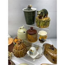 Large collection of honey pots, of various shapes, to include examples from Crown Devon, Marutomo ware, W.H Gloss, Goebel etc 