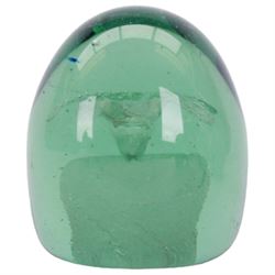 Four Victorian green glass dump paperweights with floral sulphur inclusions, tallest H12cm