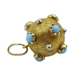 14ct gold turquoise ball pendant, stamped 585