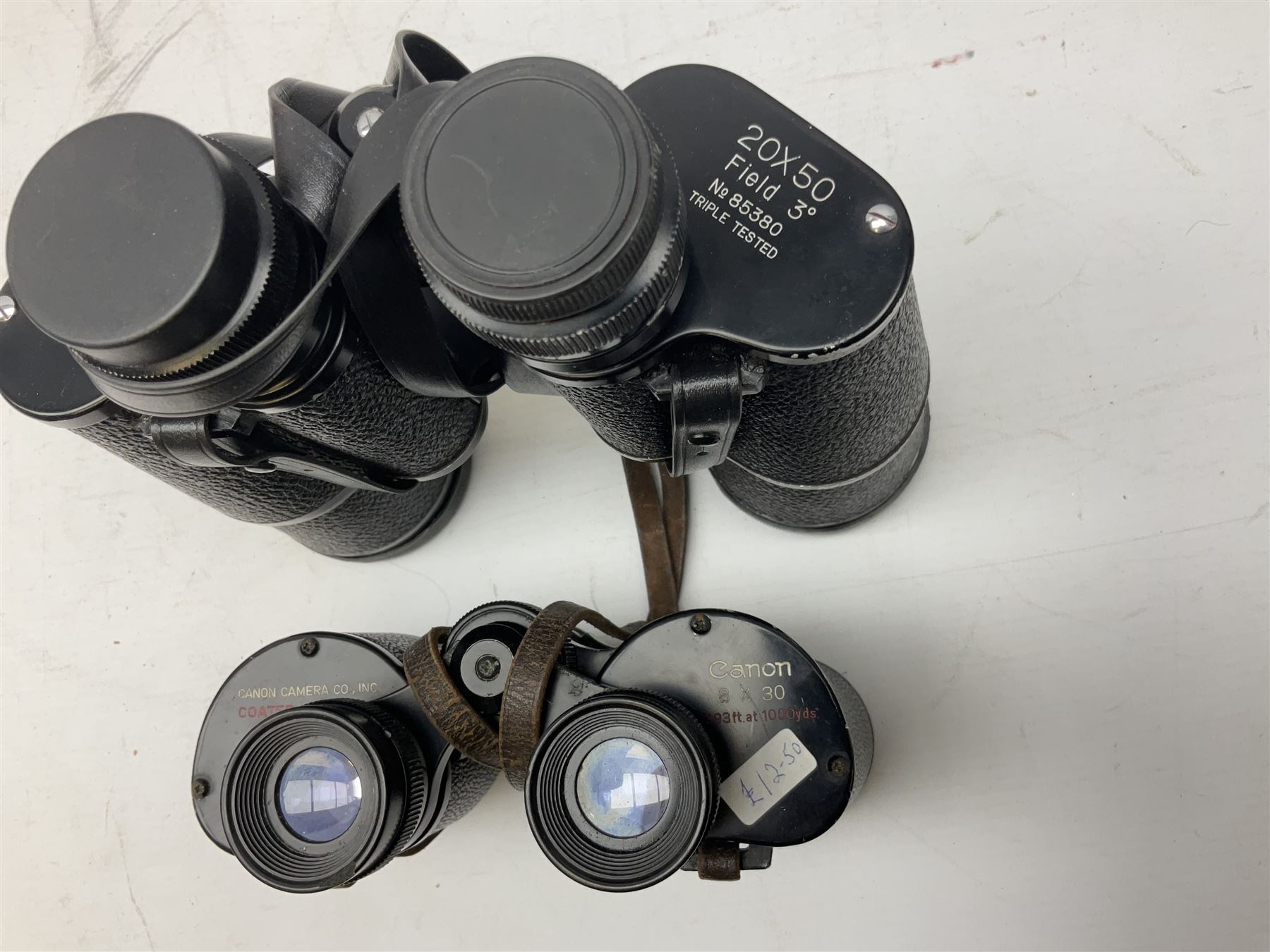 Eleven pairs of binoculars, to include Zeiss Wetzler 20x50, Taylor-Hobson Bino Prism No.2 Mk.III military stamped 1943 with broad arrow,  Swift Tecnar 16x50, J.T Coppock Oceanic Bloomed 10x50, Hensoldt Wetzlar Dialyt 7x42 etc
