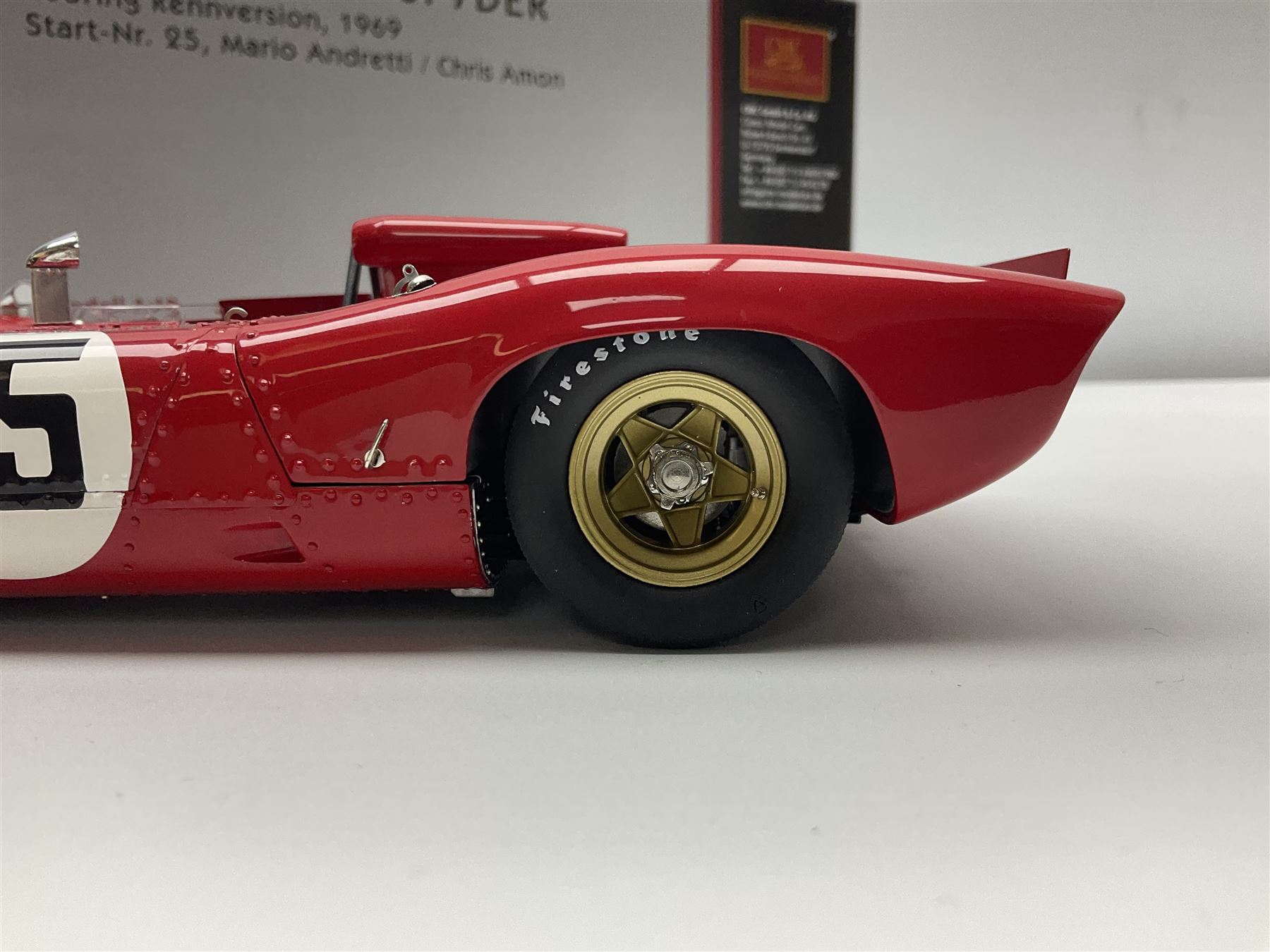 CMC 1:18 Scale Model of a Ferrari 312P Spyder 'Sebring Rennversion, 1969, Start-Nr. 25, Mario Andretti / Chris Amon'; manufactured by CMC Exclusive Modelle; No. M-095. Serie Nr. 1365 with certificate. Fully constructed and out of box with original box, accessories, packaging and paperwork.