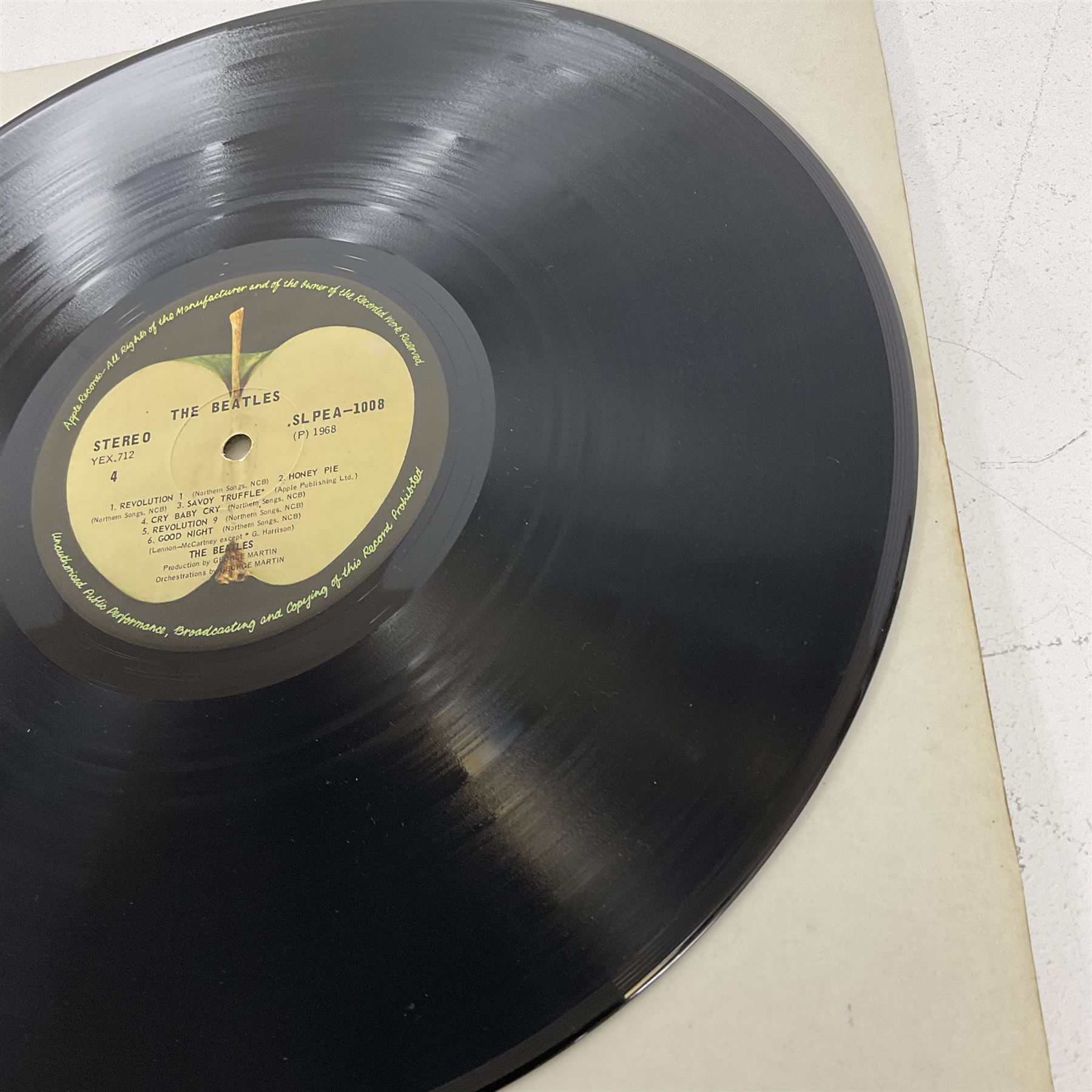 The Beatles White album vinyl record, with side opening gatefold sleeve, Apple Records, Stereo, SLPEA-1007 and 1008, YEX 710, 711 and 712