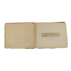 1920s/30s autograph album, with signatures including Oswald Mosley, Noel Coward, Sir Malcolm Campbell, Gerald Du Maurier and Seymour Hicks, in tooled leather album with gilt lettering